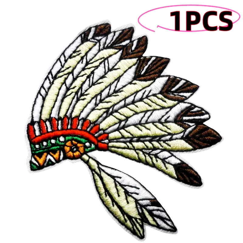 Indian Style Headpiece iron on patch applique 3+1/4 x 2+3/4inch