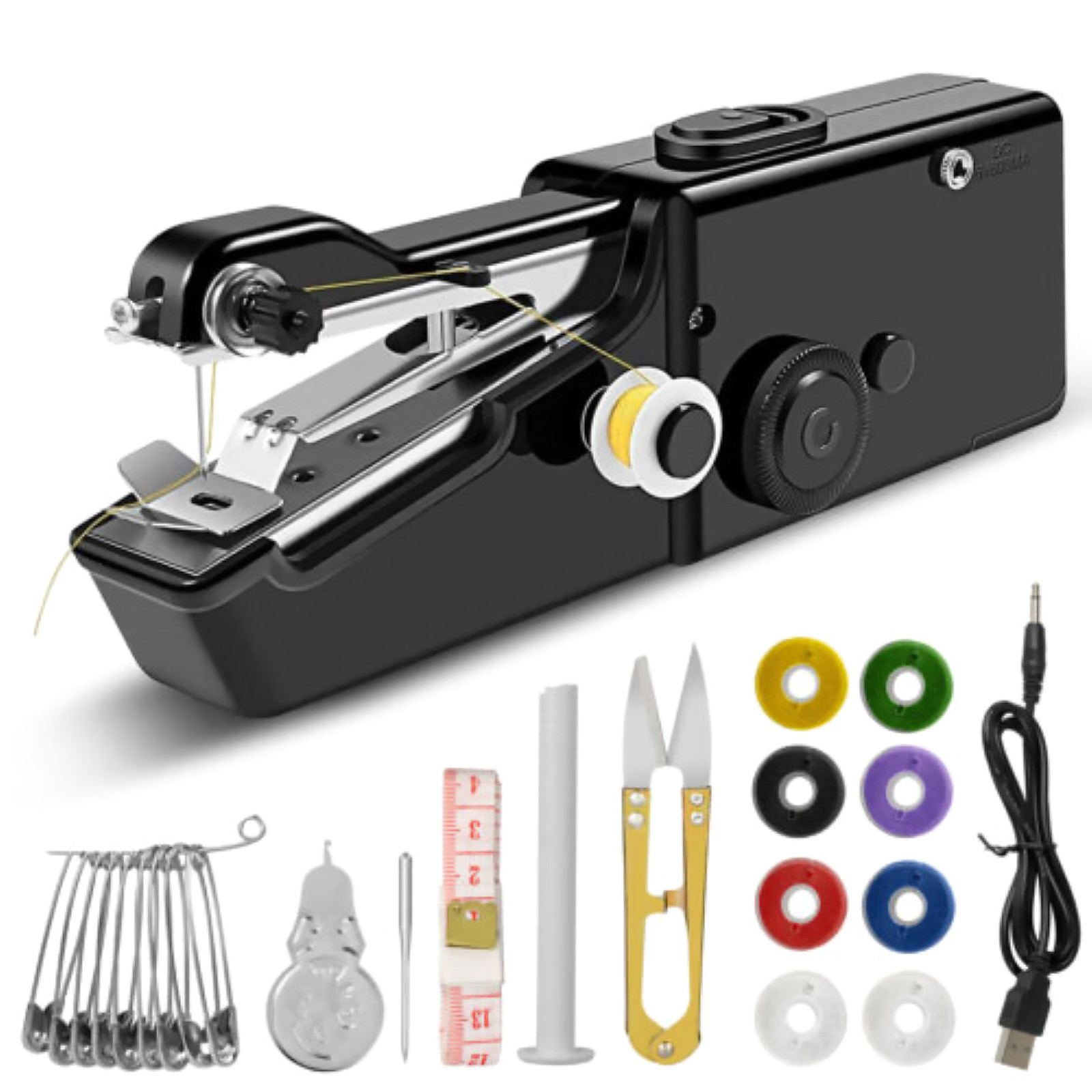 1Set Handheld Mini Sewing Machine Stitch Electric Compact Tool w/ Accessories