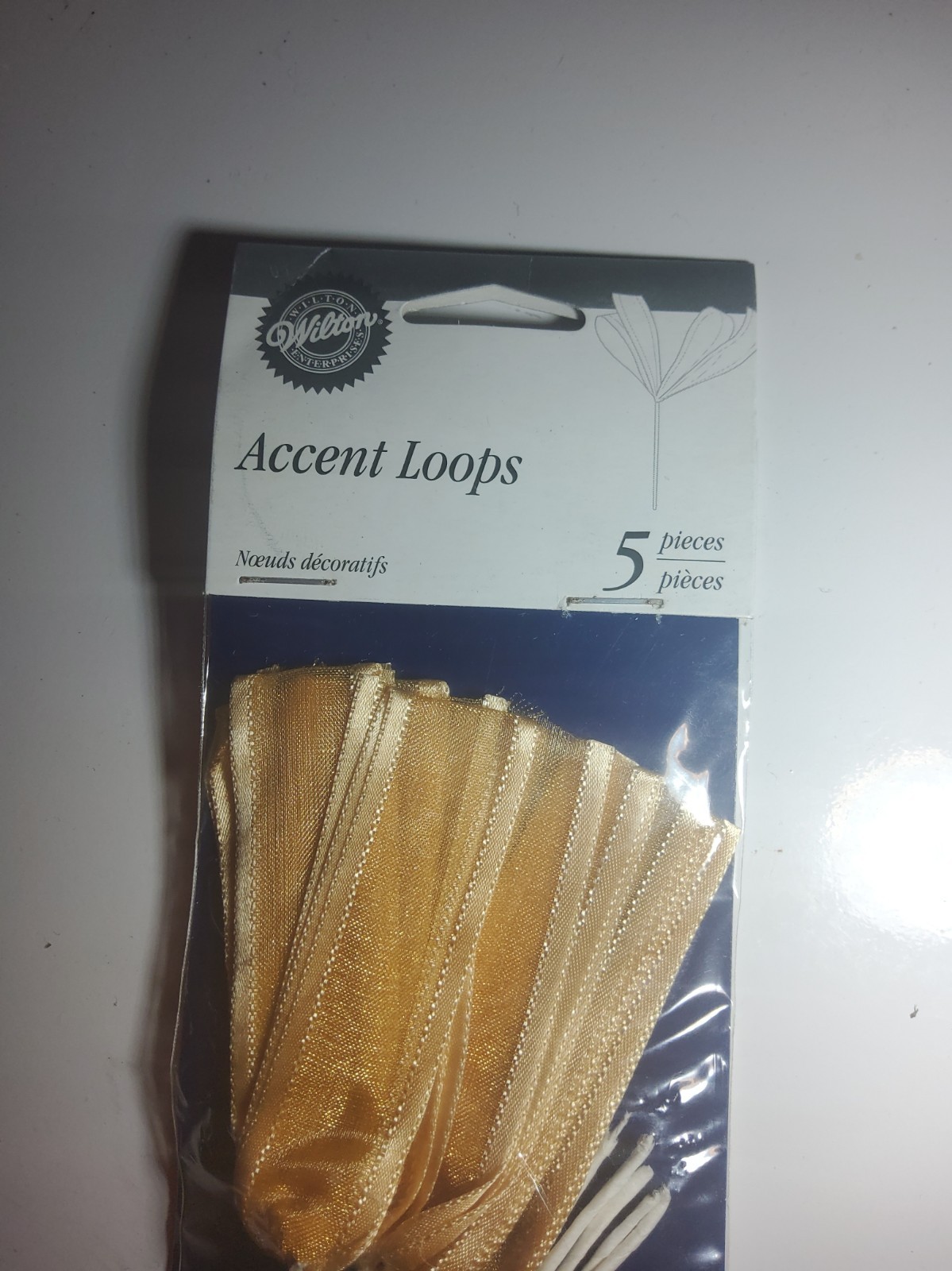 X2 Wilton Elegant Accent Loops Gold 3D Organza Ribbons Satin Wedding Cake Scrapb