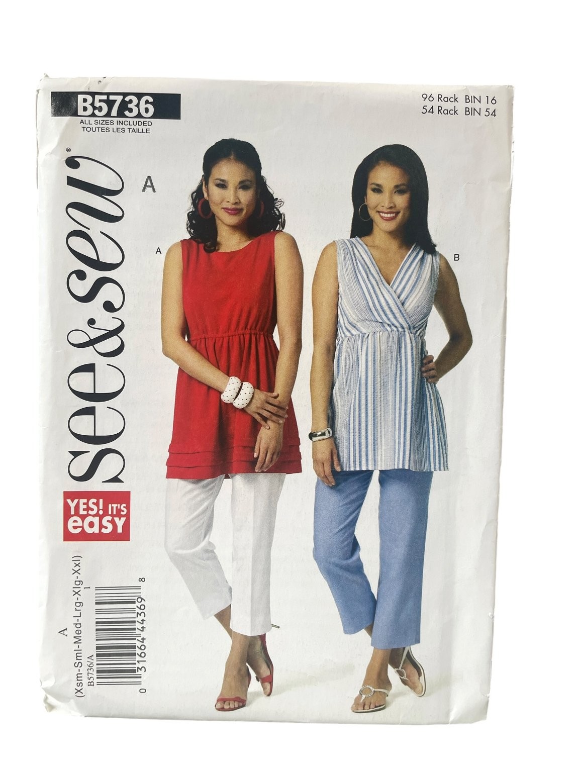 See & Sew B5736 Blouse Tunic Top XS-XXL All Sizes Easy