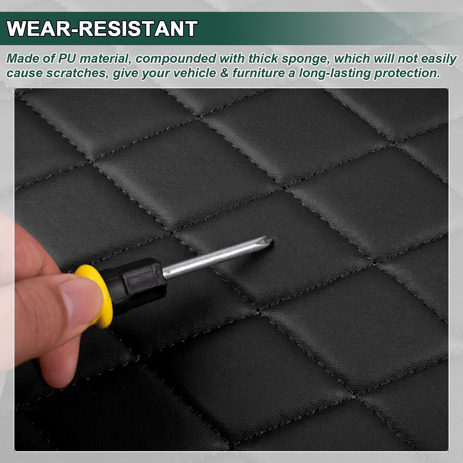 63″ Wide Quilted Vinyl Faux Leather Foam Backed Car Headliner Upholstery Black