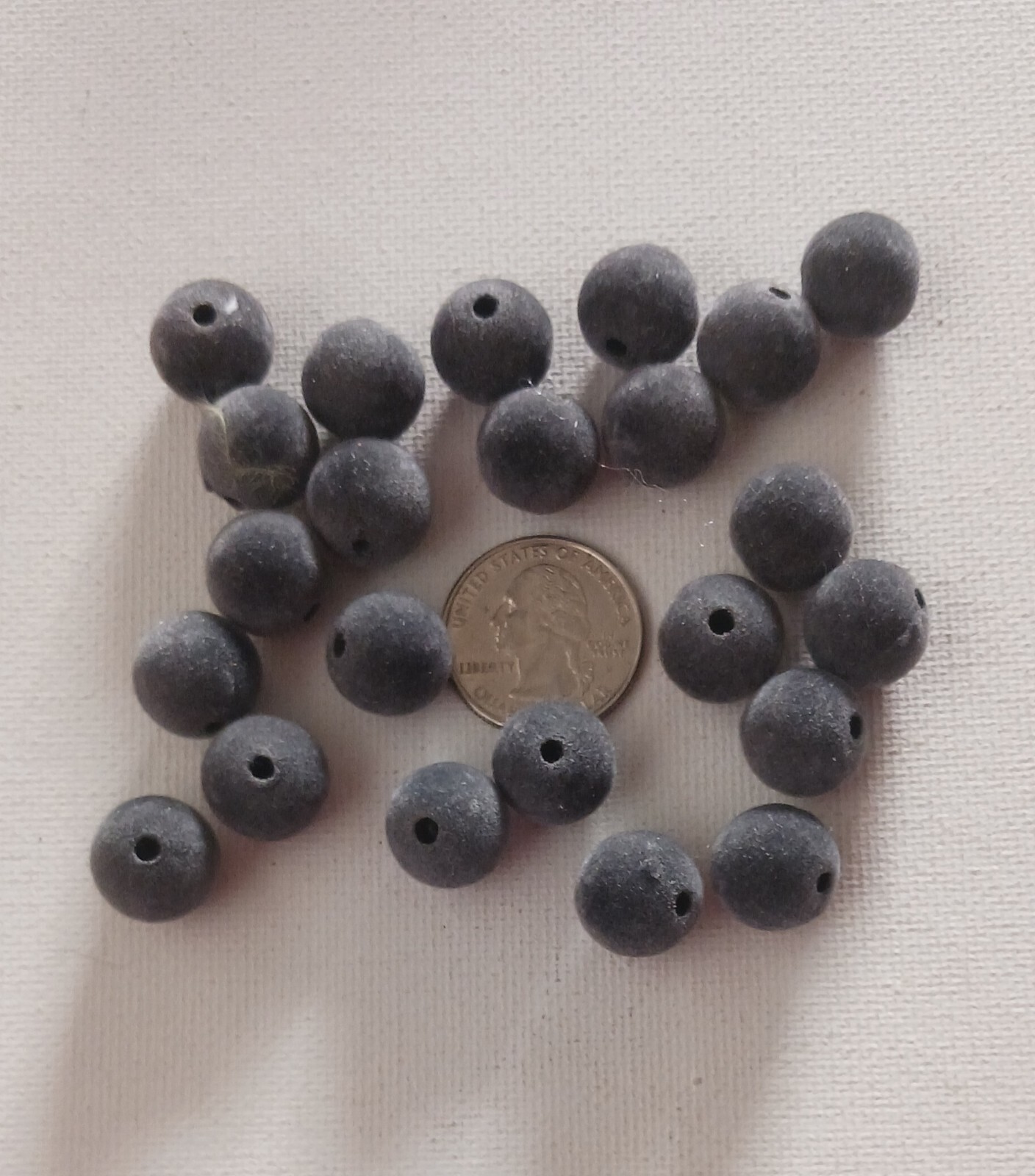 Lot Of Gray Flocked/ Fuzzy Beads Jewelry/Tassel Cap/ Craft Supplies 23 @ .5″