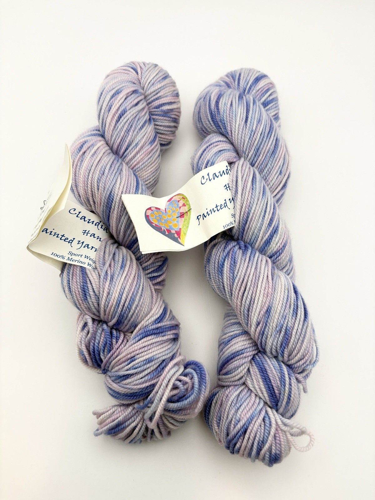 Lot of 2 Louet Claudia Hand Painted Yarns Sport 100% Merino 225yd Wisteria
