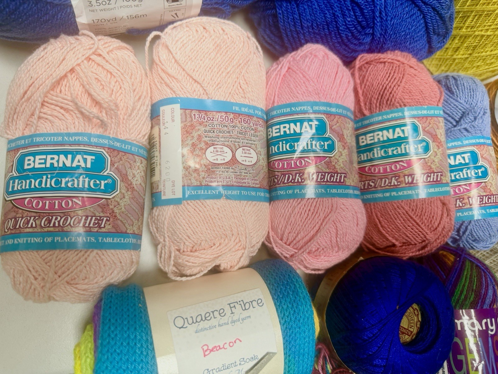 Lot Of 17 Skein Yarn 11 New 6 Partials Merino Wool, Nylon, Cotton, Acrylic