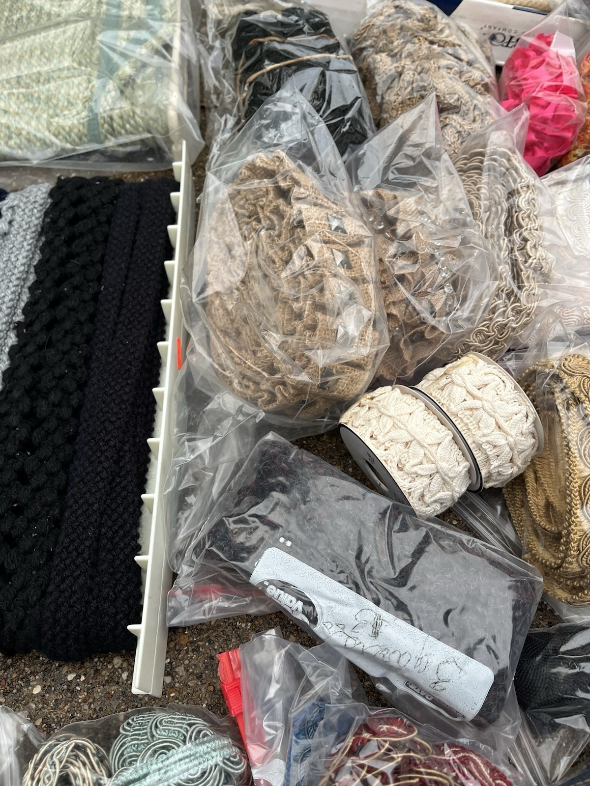 Lot of 30+ Vintage & Contemporary Used Various Fabric Upholstery Trim & Cording
