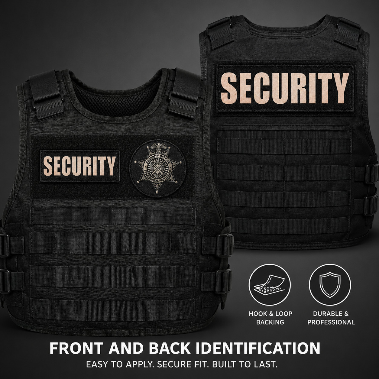 Security and Armed Security Hook and Loop Patch Set for Vest with Badge 3 Piece