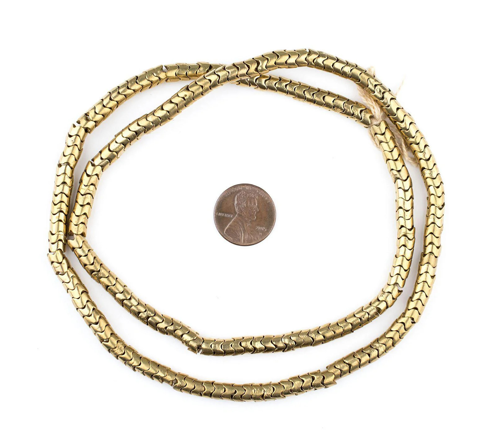 Brass Interlocking Snake Beads 6mm Large Hole 24 Inch Strand