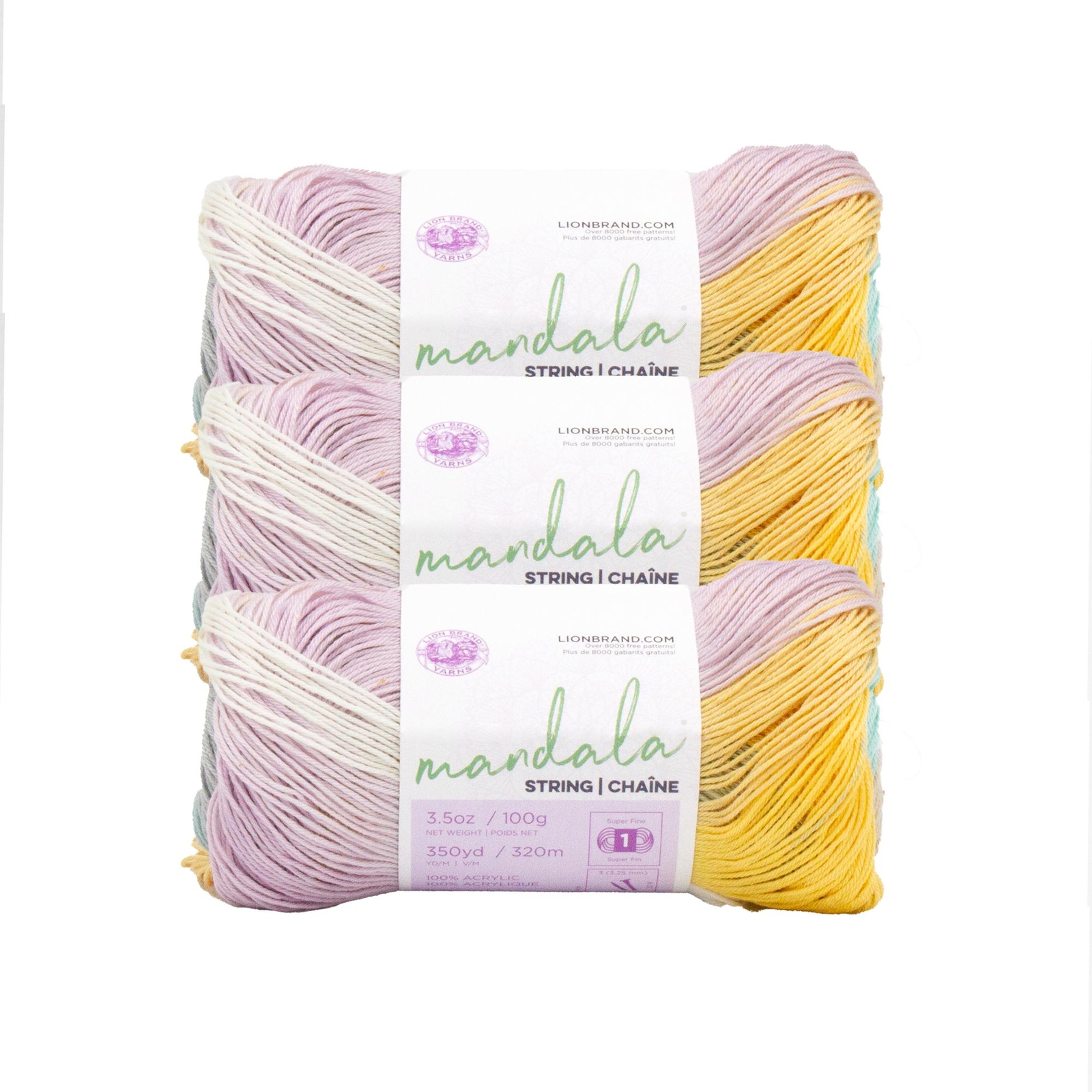 (3 Pack) Lion Brand Yarn 557-203CV Mandala String Yarn, Rock