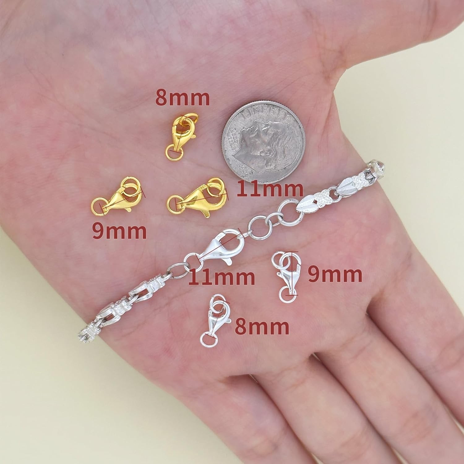 925 Sterling Silver Lobster Clasp with Closed Jump Rings,Necklace Clasps and Clo
