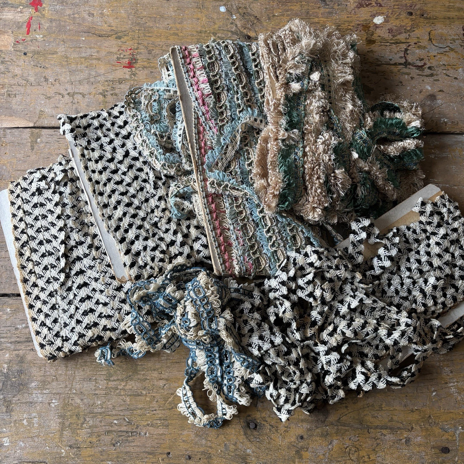 Antique 1800s 1900s Trim Lot Embellishments As Is Colorful Woven