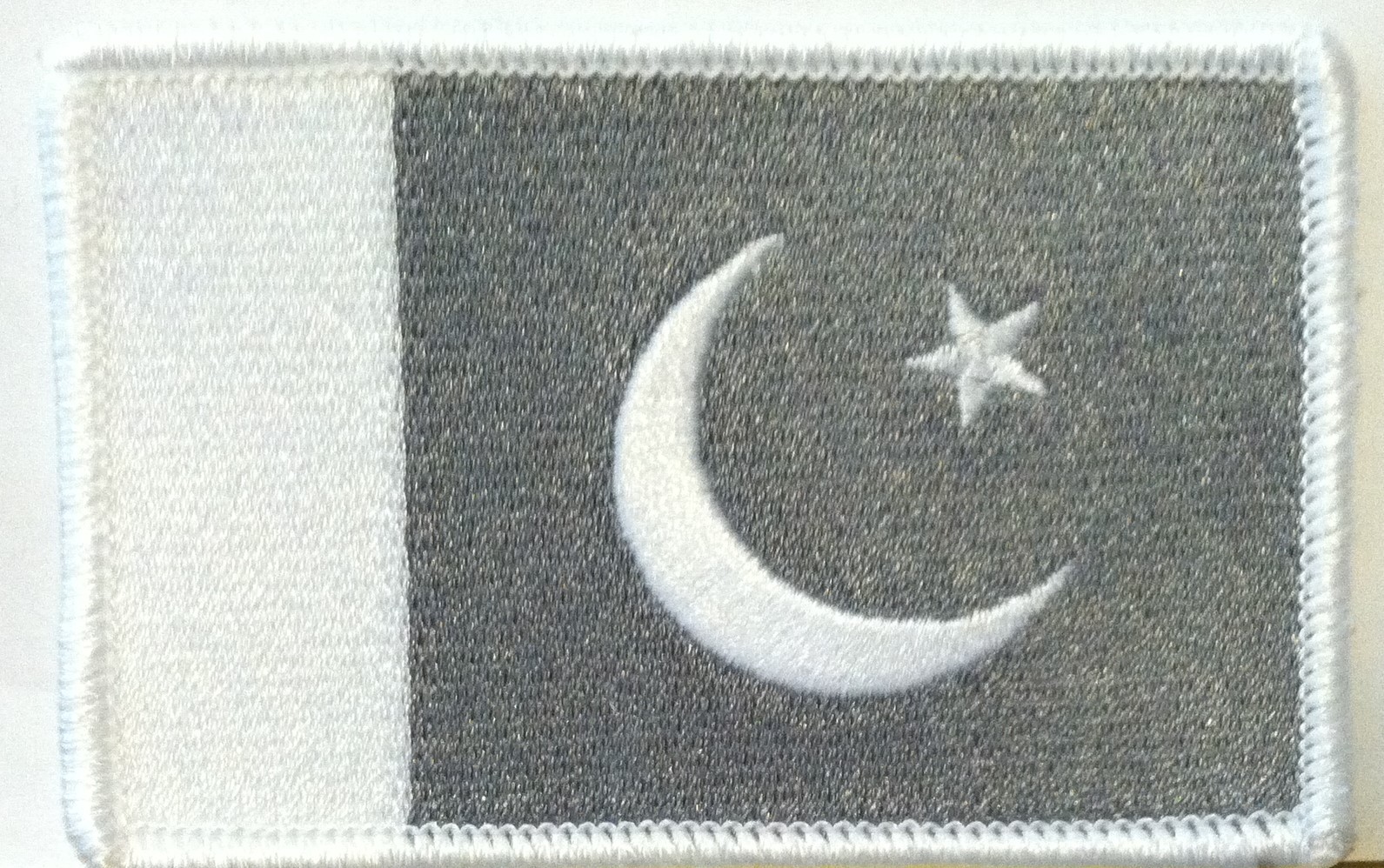 PAKISTAN FLAG Iron-On PATCH PAKISTANI White & Gray Version #08