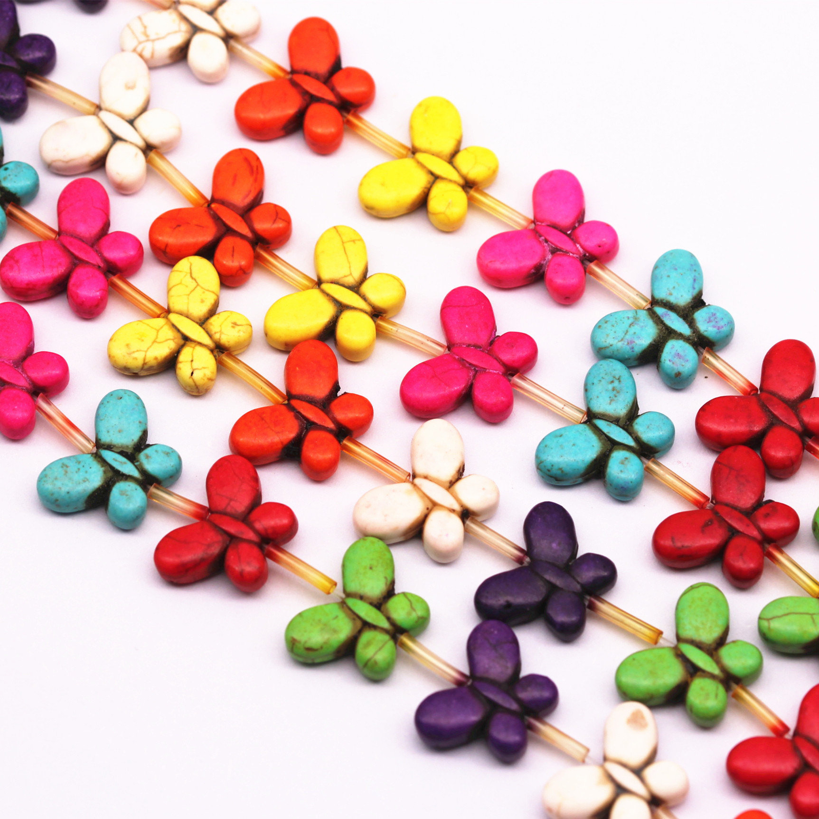 Multi-Color Howlite Turquoise Butterfly Beads 15x20mm 15.5″ Strand