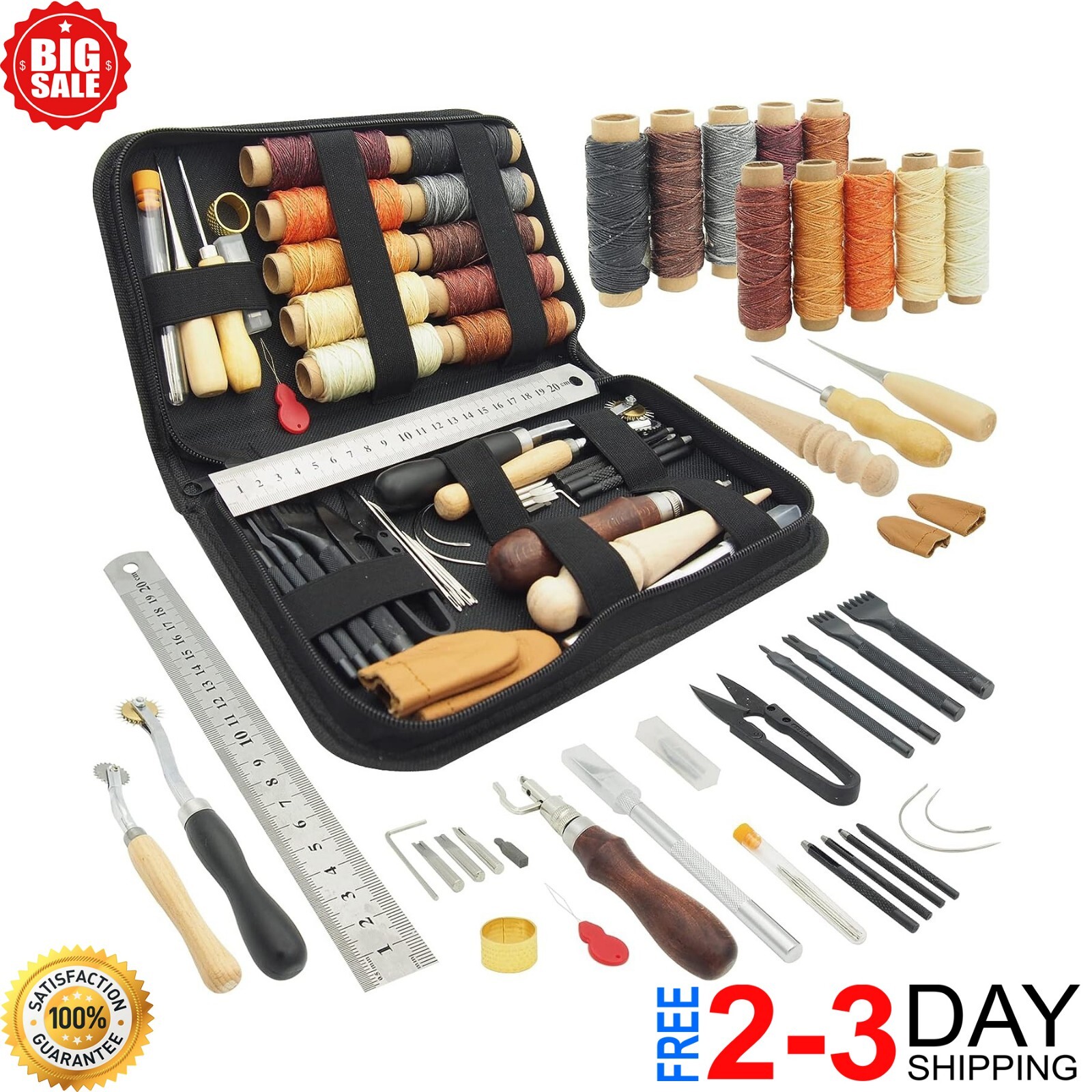 Leather Working Tools Craft Kit Repair Waxed Thread Stitching Punch Sewing Craft