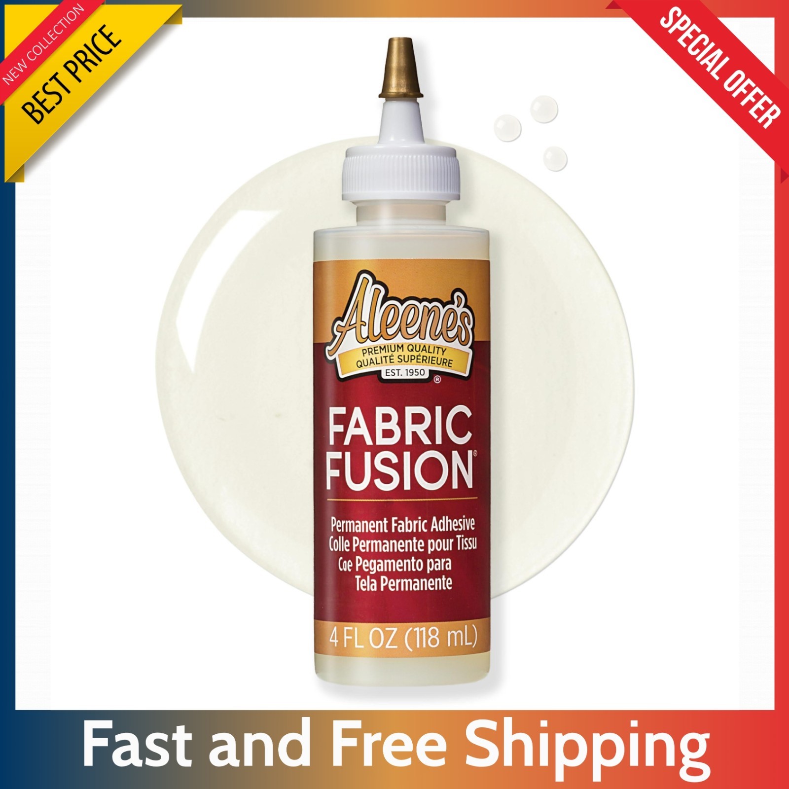 Aleene’s Fabric Fusion Glue 4 oz – Permanent Washable No Sew Fabric Adhesive New