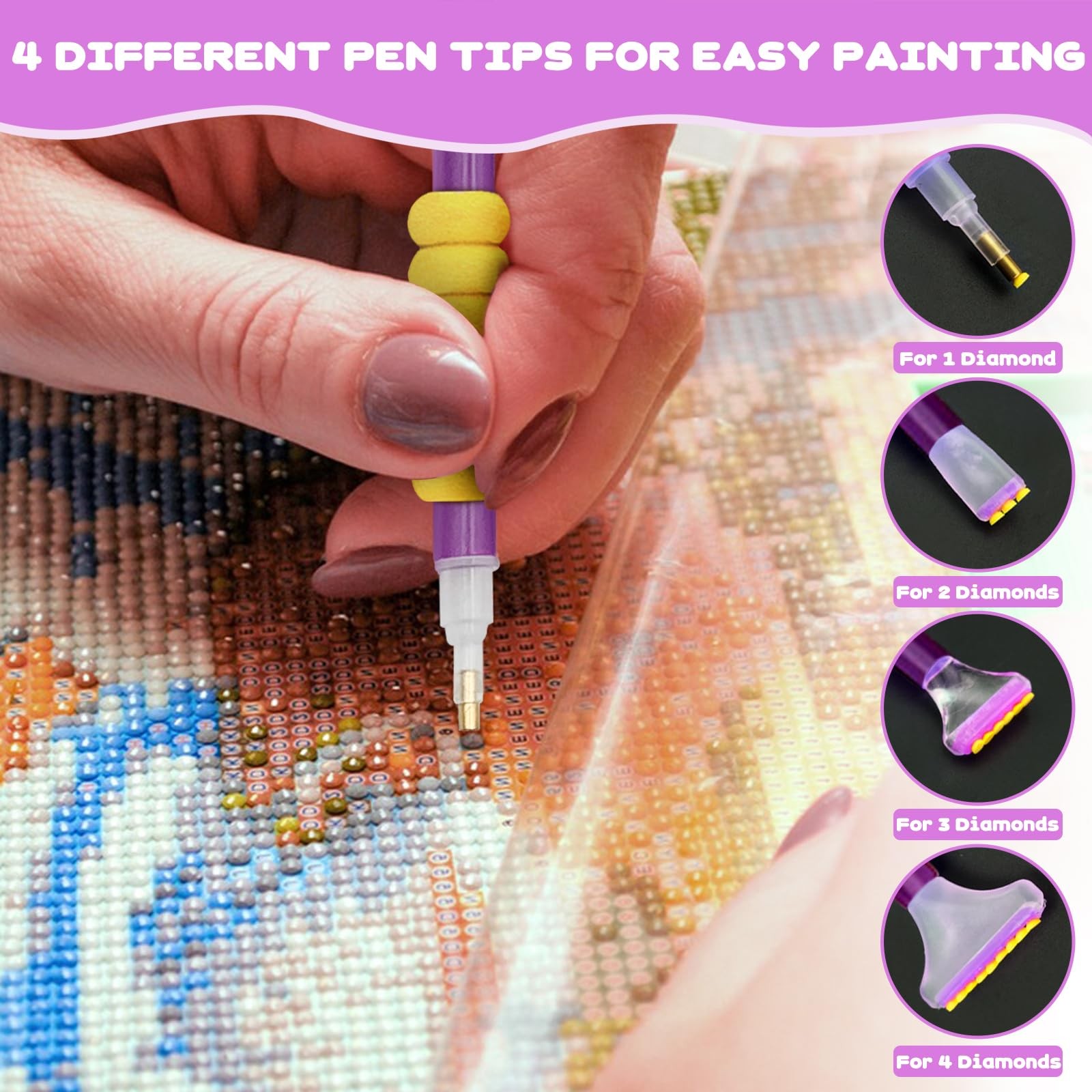 FJCTER 45PCs DIY Diamond Painting 0.5 inches x 1 x 0.39 inches, purple