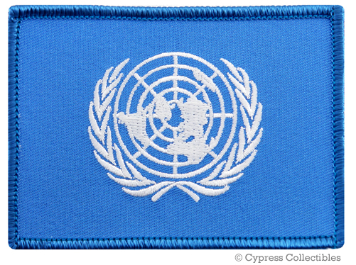 UNITED NATIONS FLAG PATCH ANTI-WAR UN PEACEKEEPING MISSION embroidered iron-on