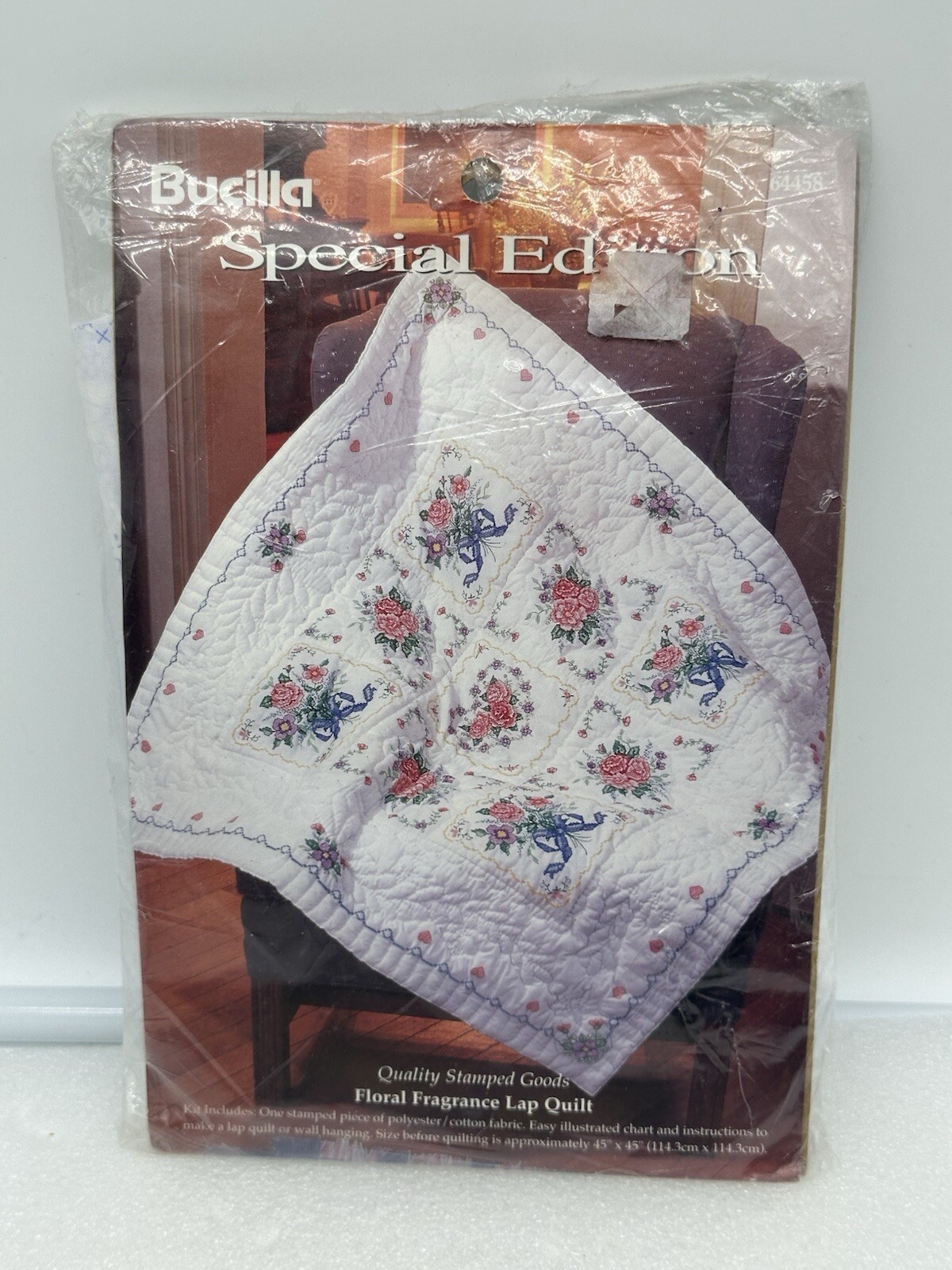Vintage Bucilla Floral Fragrance Lap Quilt Kit Special Edition 1996