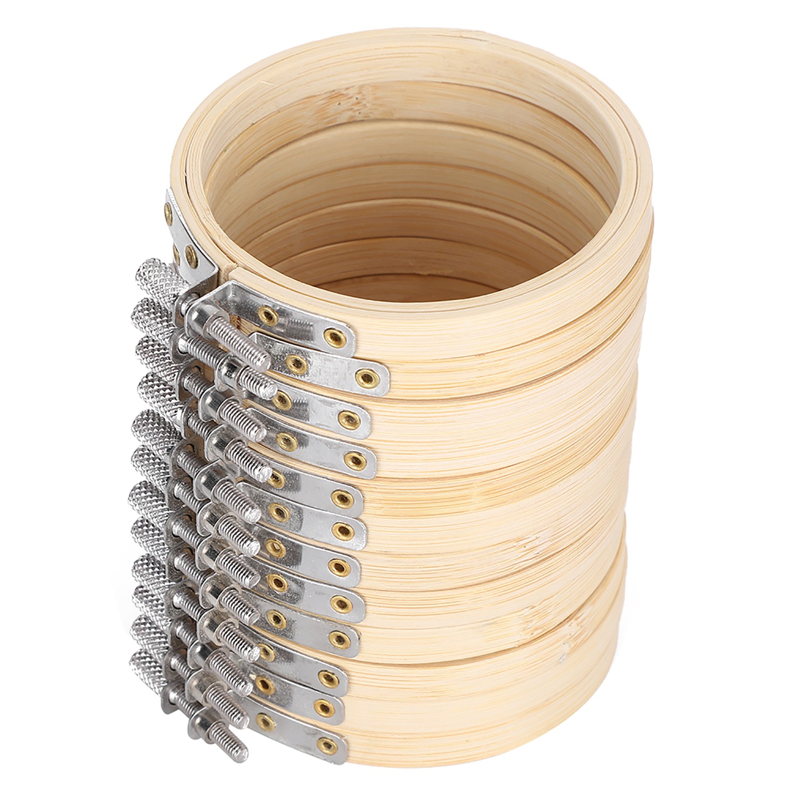 12pcs Bamboo Embroidery Hoops Adjustable Circle Rings For Sewing Craft Use