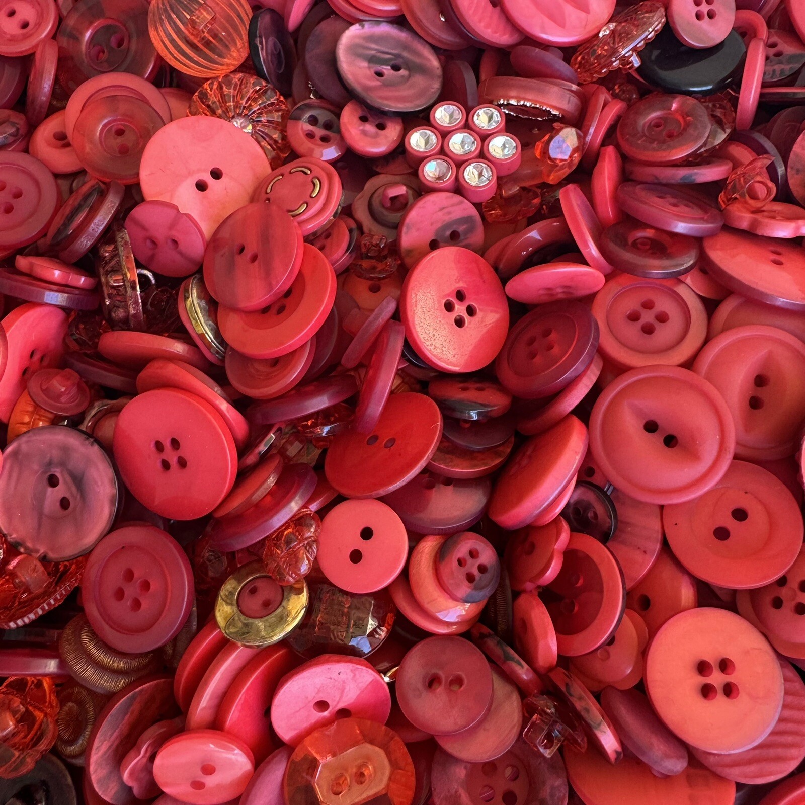 New! Incredible Mixed Lot RED Premium Buttons All Sizes For Embellishments