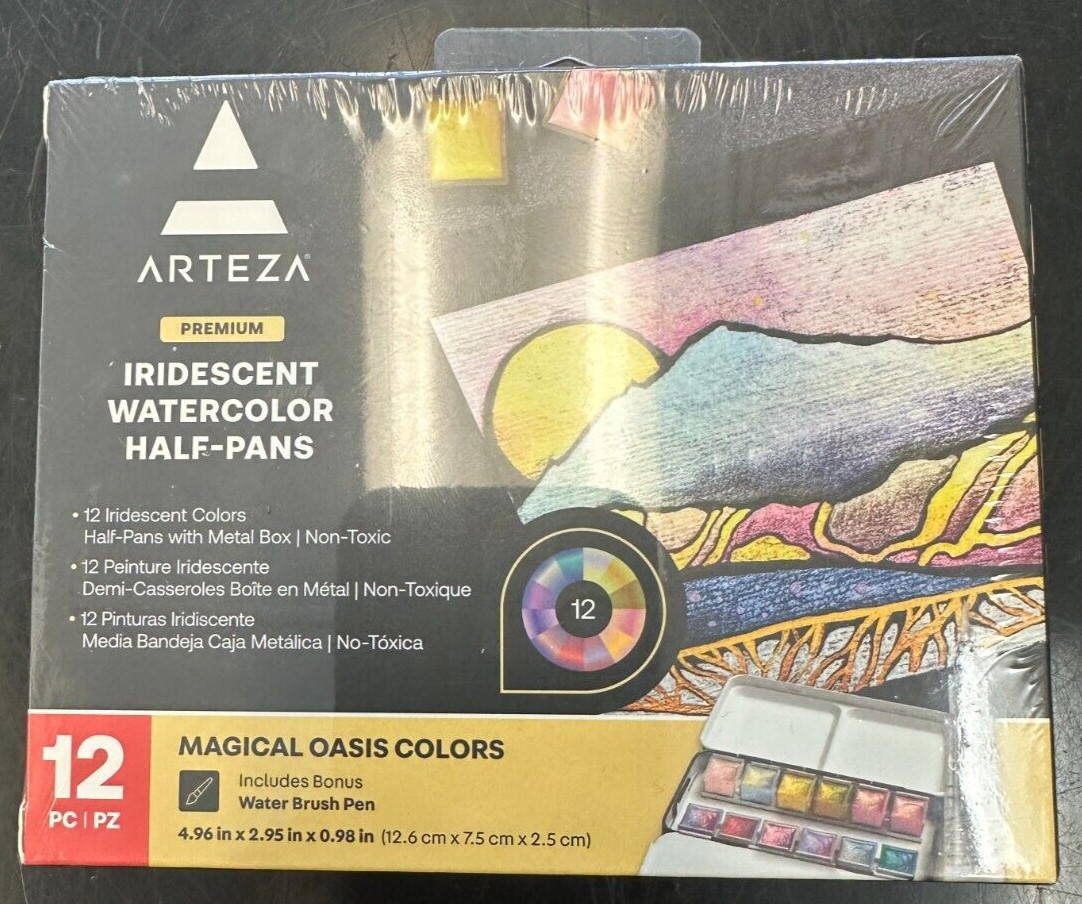 ARTEZA PREMIUM IRIDESCENT 12PC WATERCOLOR HALF-PANS (ARTZ-4547)