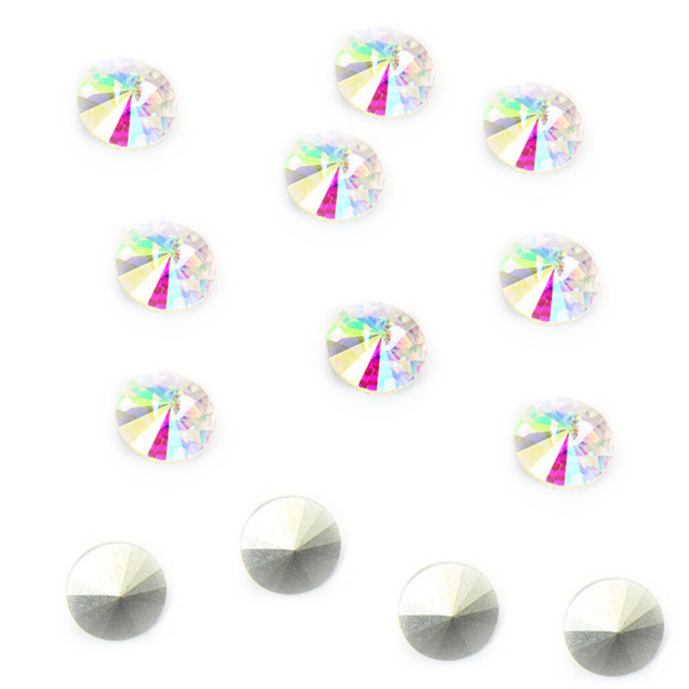 144PCS Point Back Crystals Rhinestone Rivoli Fancy Glass Stones 6mm-18mm Varies