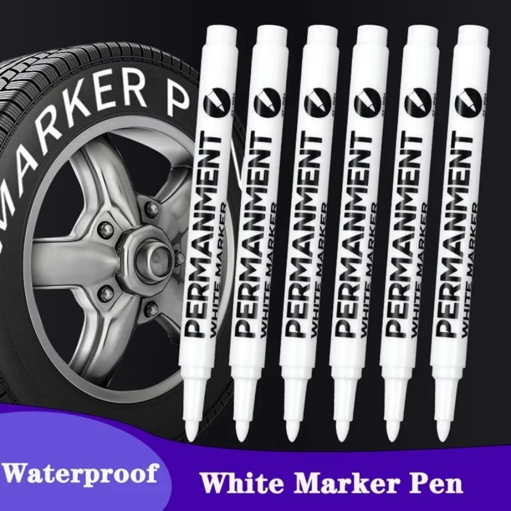 6 Pack Acrylic White Paint Pens White Permanent Marker with Extra Fine Point