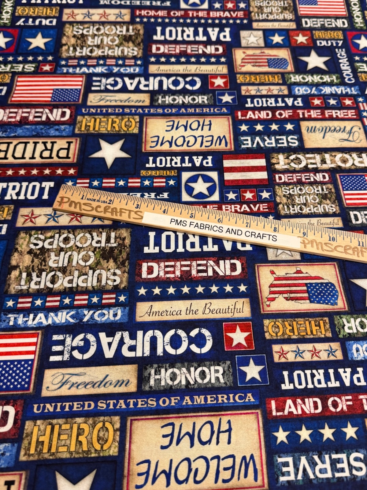QT Patriotic Military 100% cotton fabric by the yard 36×44 30938 X Words Support