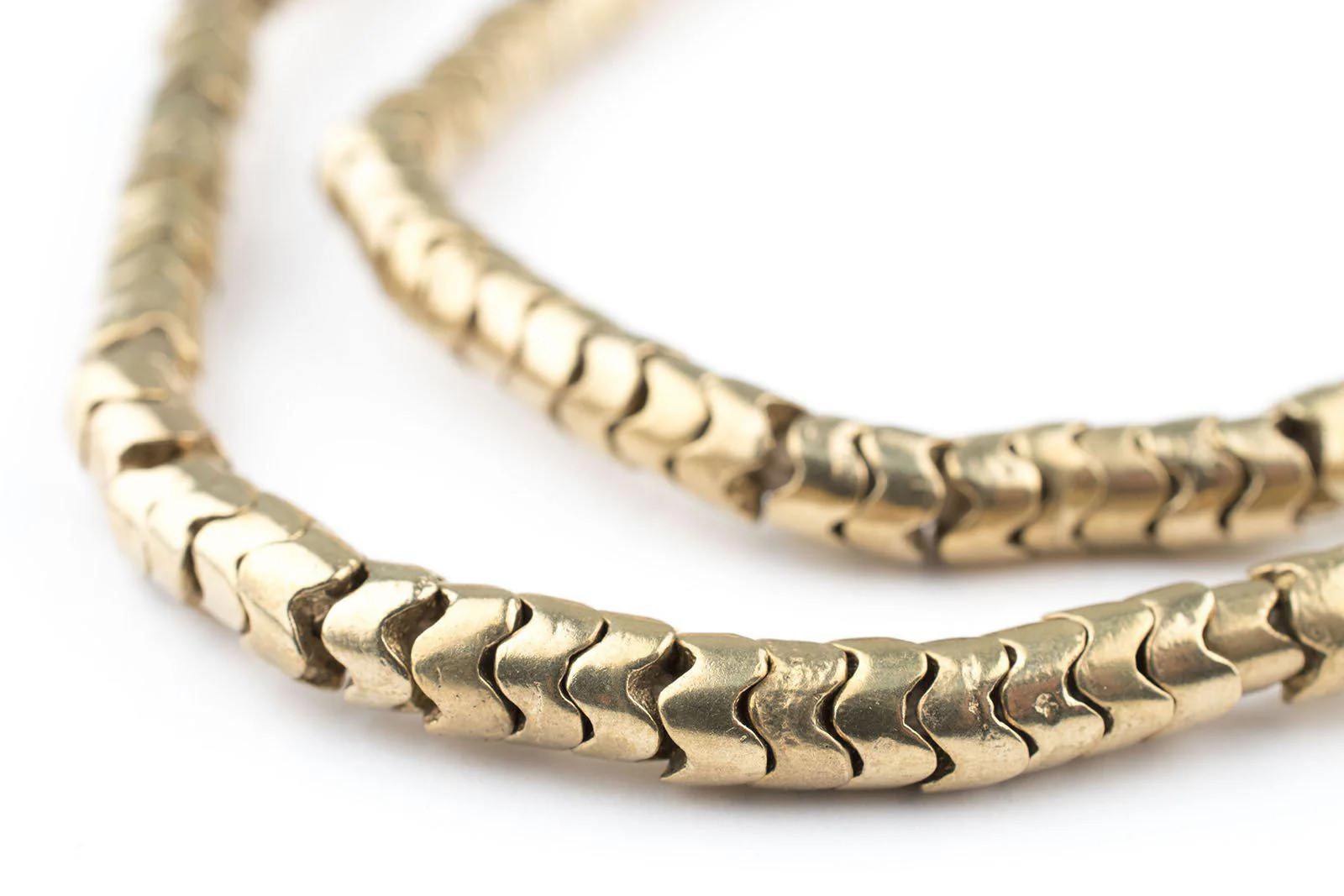 Brass Interlocking Snake Beads 6mm Large Hole 24 Inch Strand
