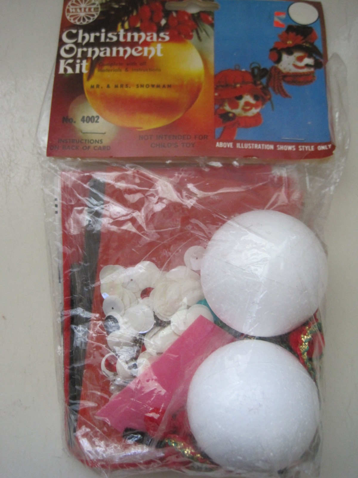 2 Vintage Walco Holiday Christmas Ornament Kits NEW Mr. Mrs. Snowman & Lanterns