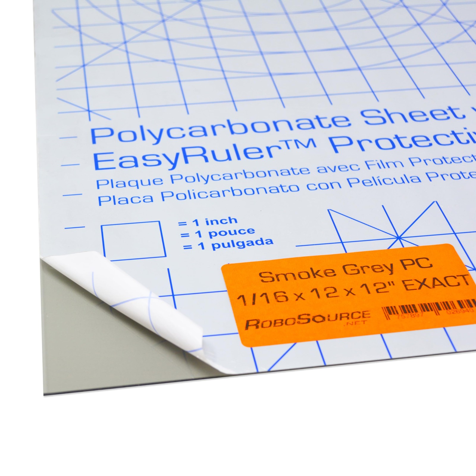 Smoke Grey Polycarbonate Plastic Sheet 12″ X X 0.0625″ Transparent