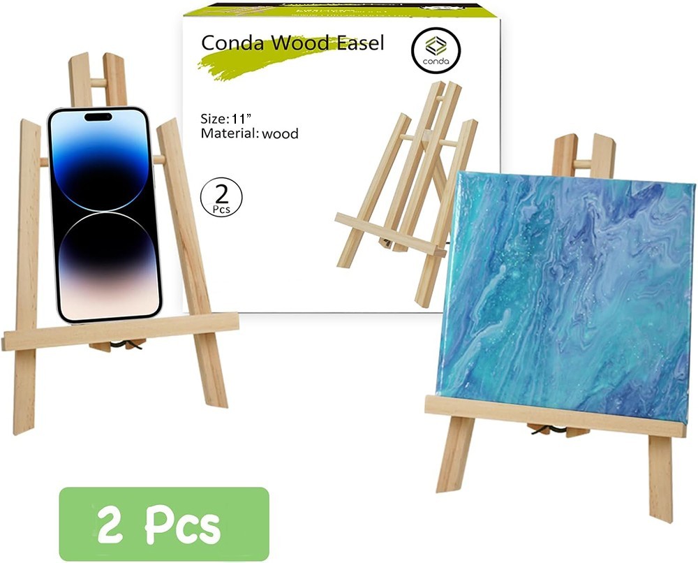 2 Pack Conda 11 Inch Wooden Tabletop Easel Stand, A-Frame, Art, phone Display