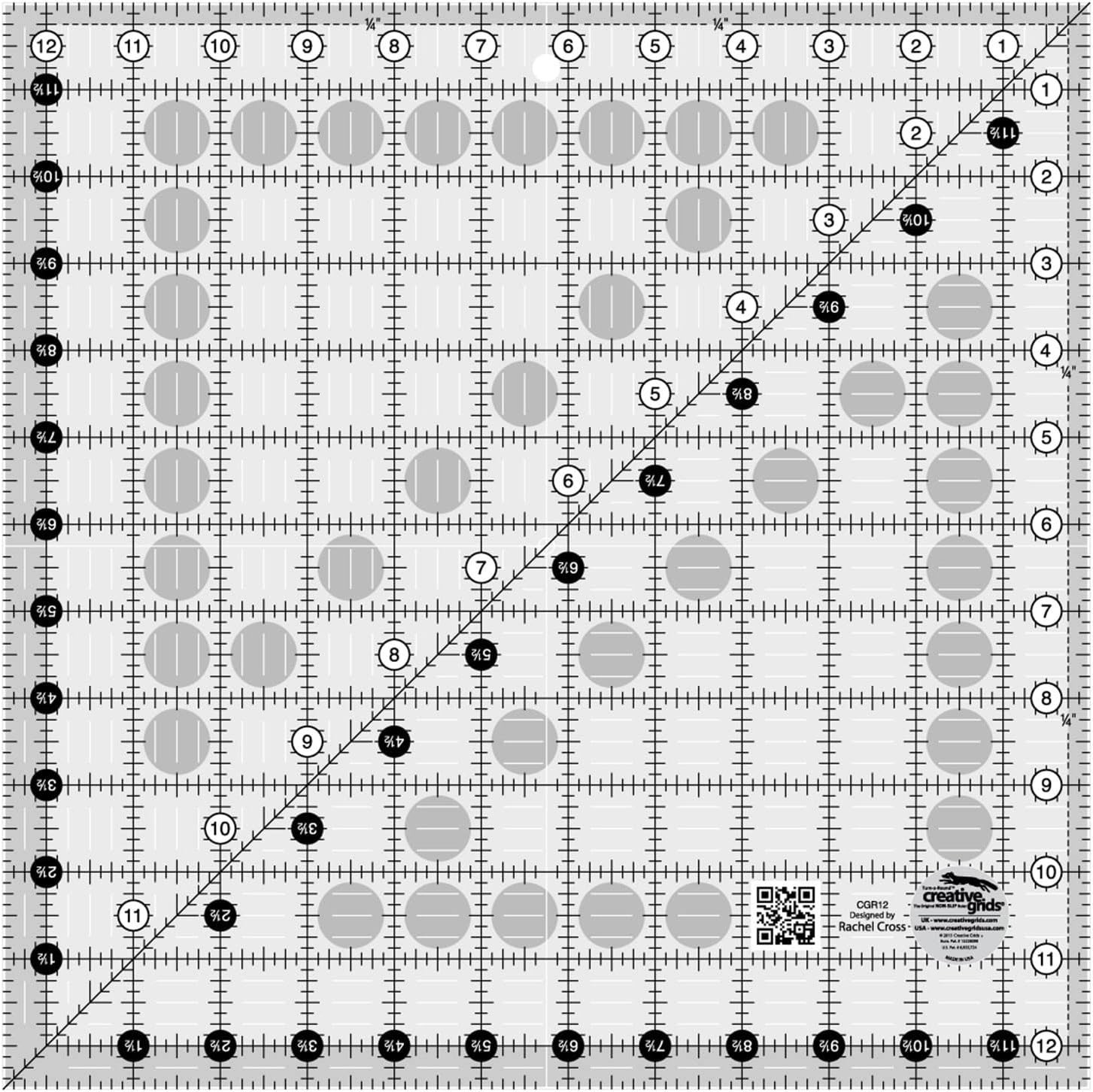 Creative Grids 12×12 Square Quilt Ruler Non-Slip Acrylic Sewing Fabric Cutter