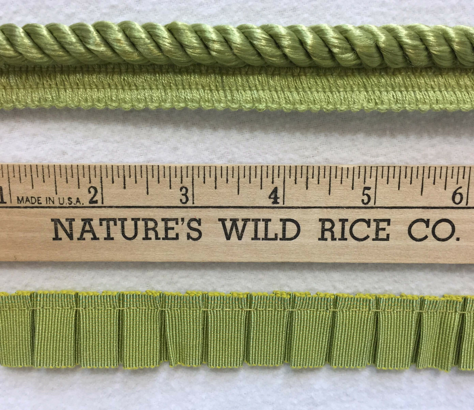 Cord & Pleated Fringe Trim Solid Green Bright Sage Sewing Crafts Lot 2 Pieces