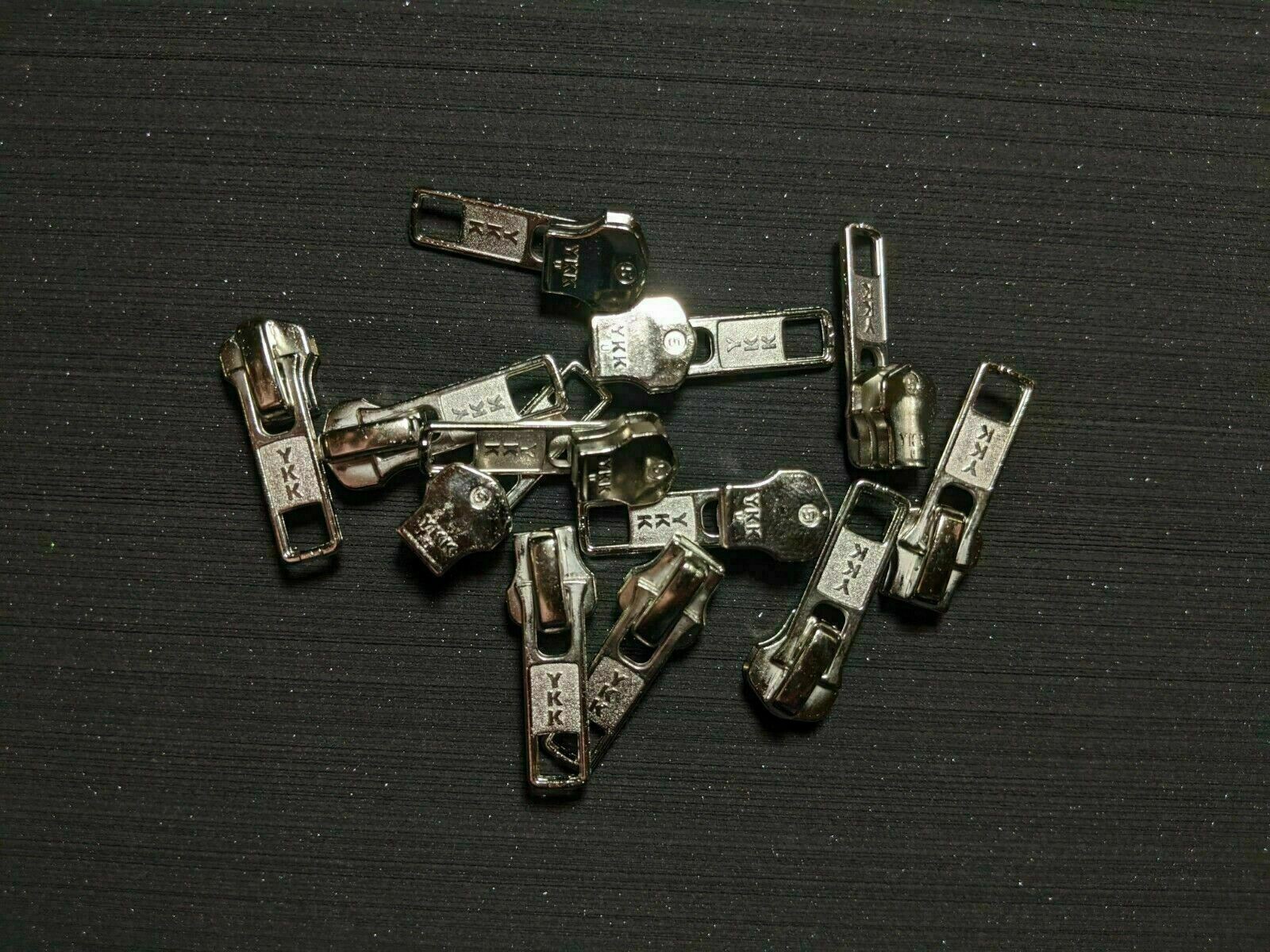 12 Pieces Slider Pulls . YKK Nickel Metal Jacket Zipper Slider . Size #5