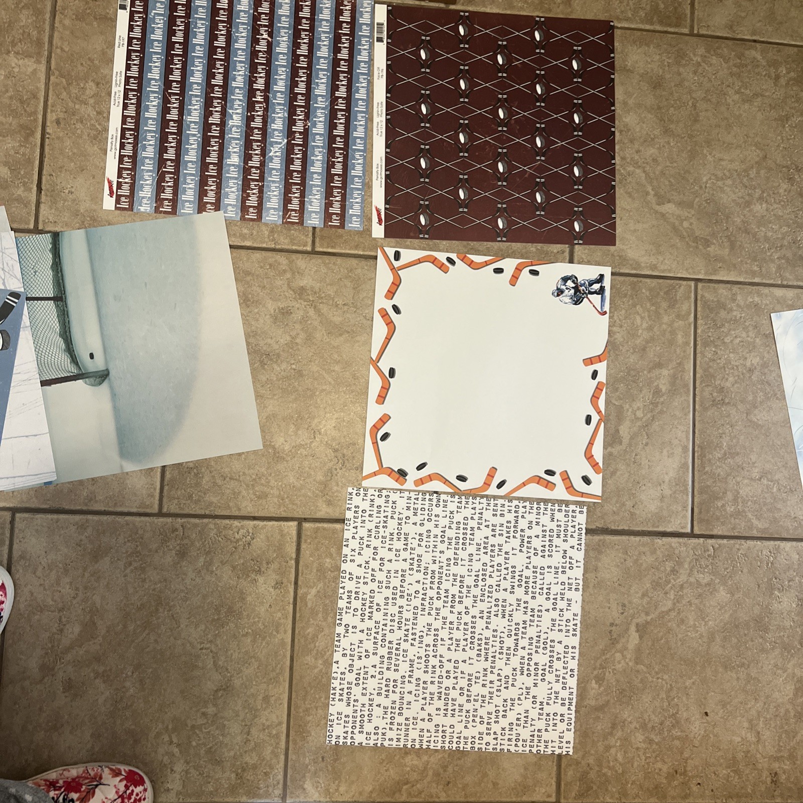 12×12 Single Sided Paper Lot (18)~ Hockey…..Ice Rink