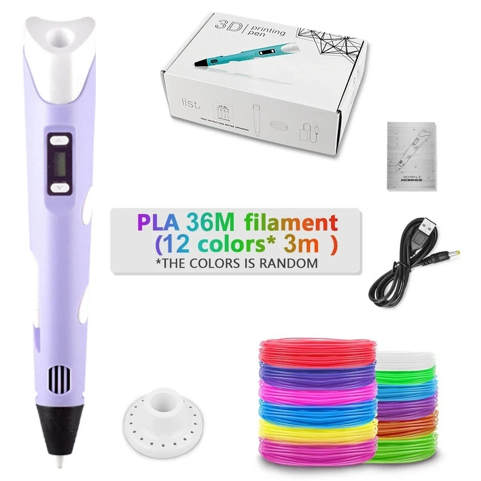 3D Printing Pen 3D Drawing Pen with LED display 12 color Filament Kids gift
