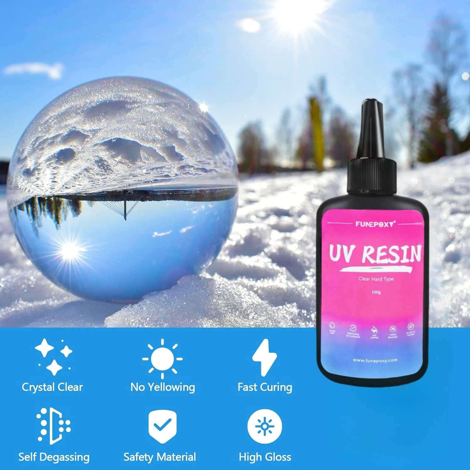 100/300/500/1000g UV Resin Hard High Gloss UV Cure Epoxy Resin Crystal Art DIY