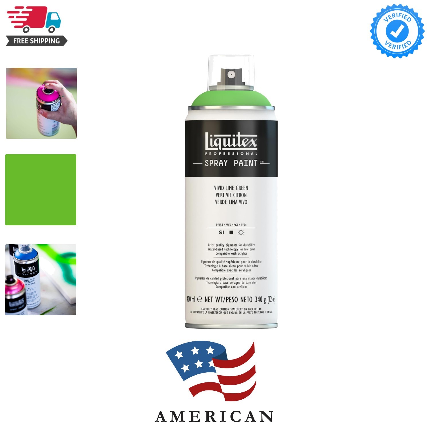 Professional Spray Paint, 12-oz 400ml, Vivid Lime Green