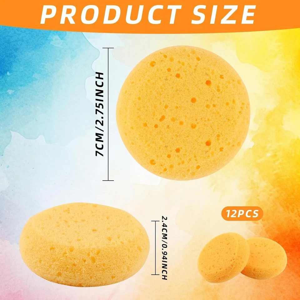 12PCS Round Pottery Sponges for Clay & Painting, Durable Synthetic Craft Sponges