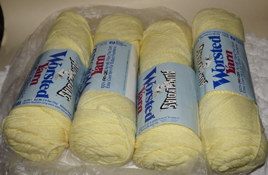 4 Skeins, Aunt Lydia’s, “Worsted”, Primrose, PA-QEL Acrylic, Easy Care Yarn