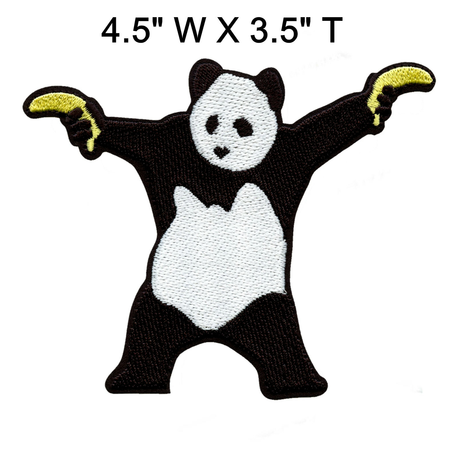 PANDA W/BANANAS 4.5 INCH IRON-ON EMBROIDERED PATCHES MUSIC DECORATIVE APPLIQUE