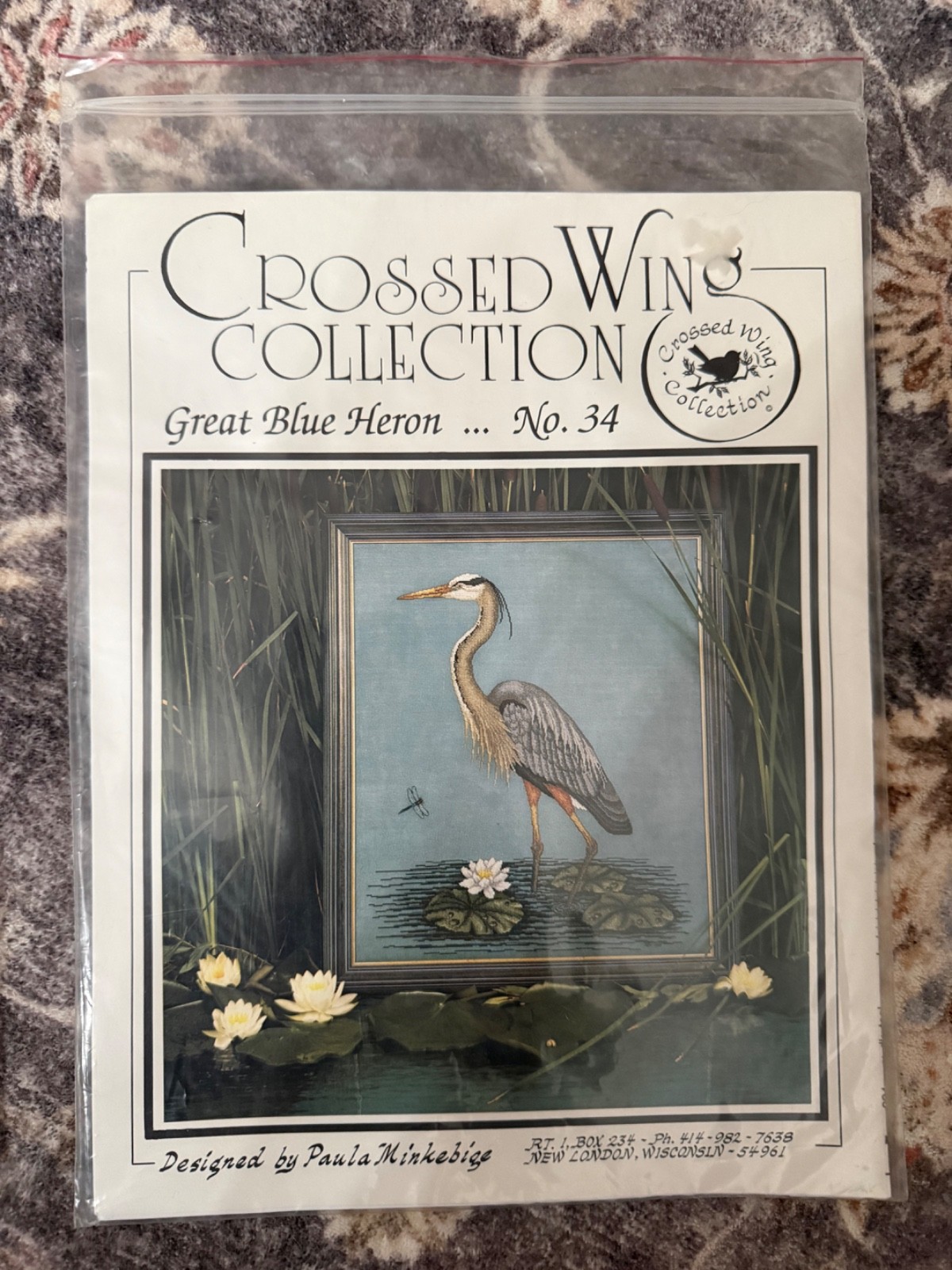 Crossed Wing Collection Great Blue HERON Cross Stitch Chart only No. 34 & 43