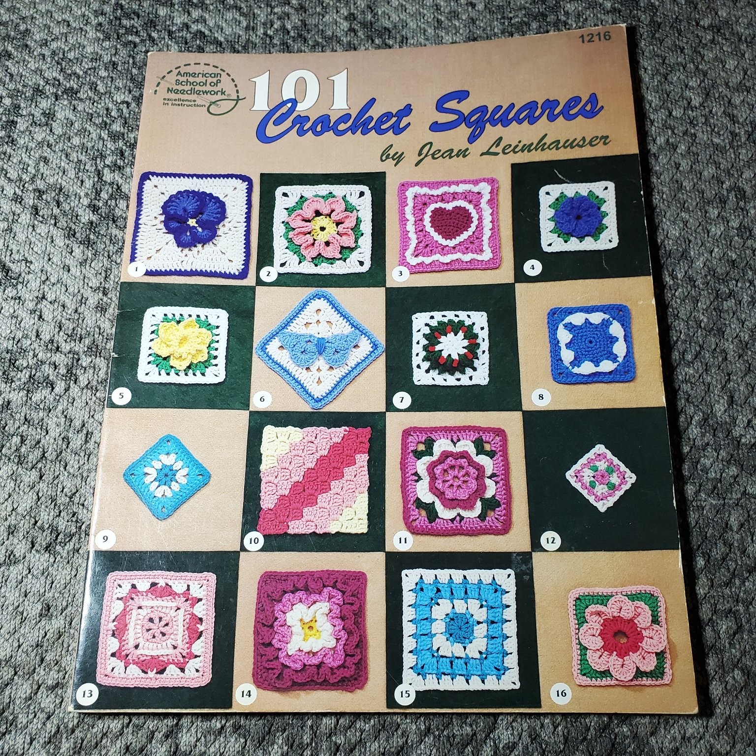 American School of Needlework 101 Crochet Squares Pattern Book 1996