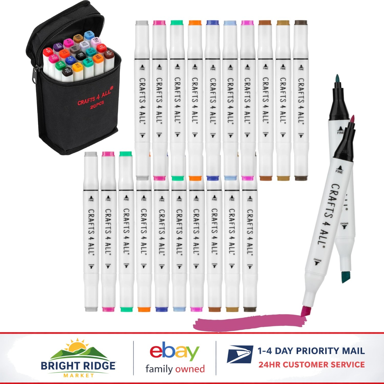 20 Pack Fabric Markers for Creative Decorating – Dual Tip Permanent Pens
