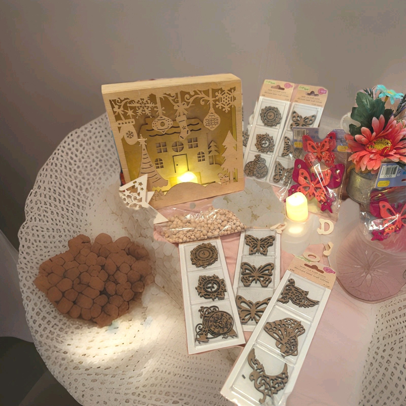 Scrapbooking Embellishments Lot Wood & Plastic Shapes Stickers Confetti