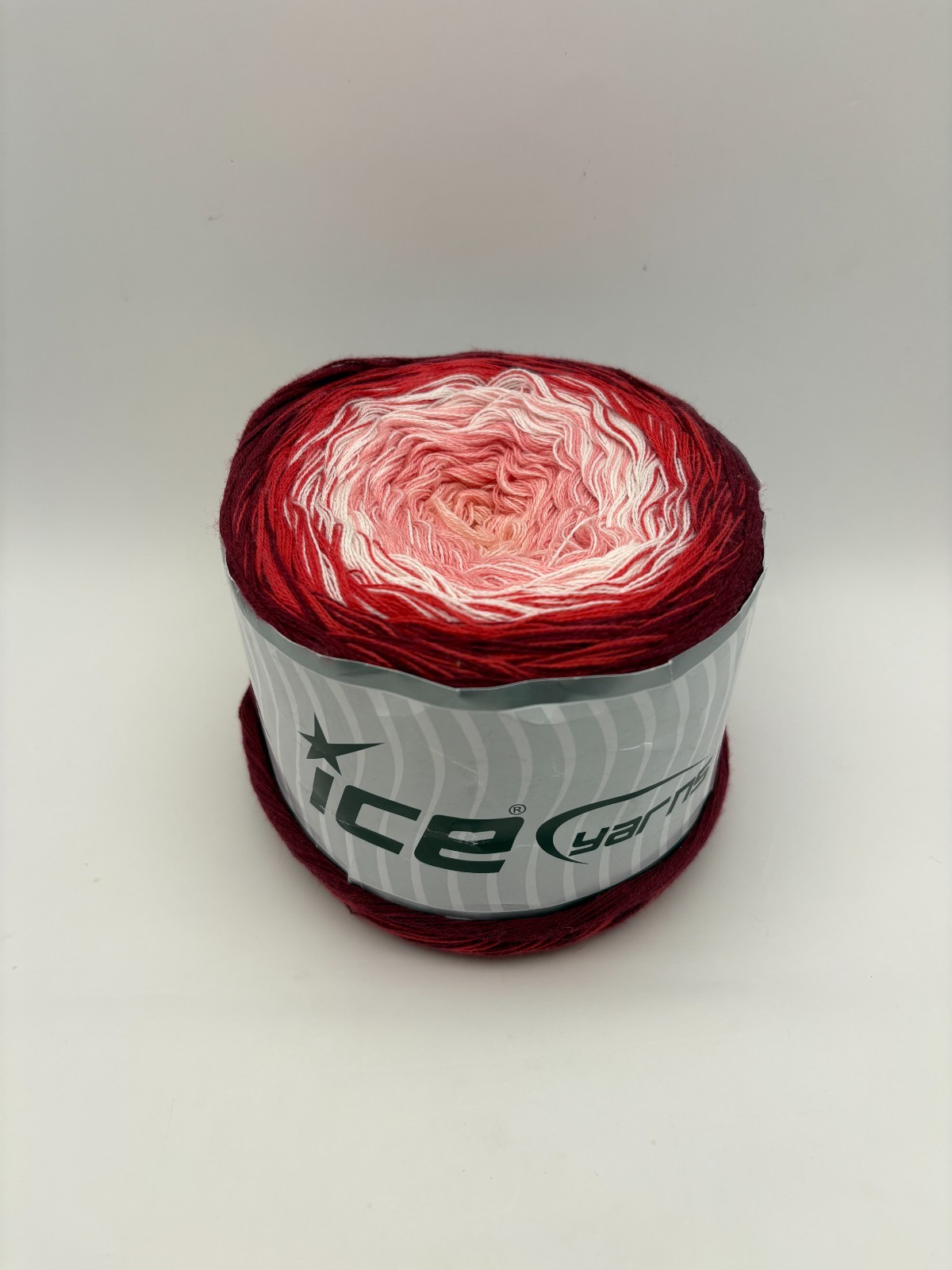 Ice Yarns Cakes Cotton Fine Sport Acrylic 250g 1000m Gradient White Pink Red