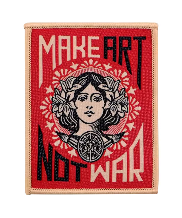 Make Art Not War Protest Art Nouveau Deco Patch, Iron On/Sew On