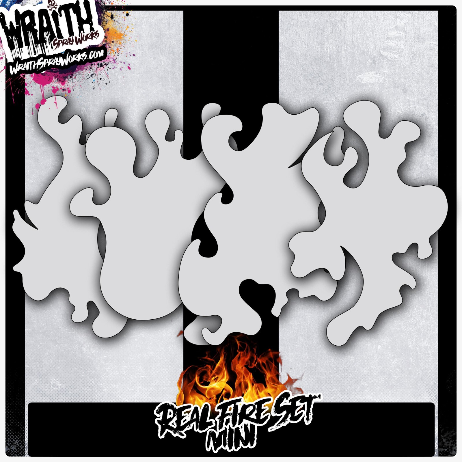 Real Fire Stencil Set (MINI) – Reusable Airbrush Stencil Template
