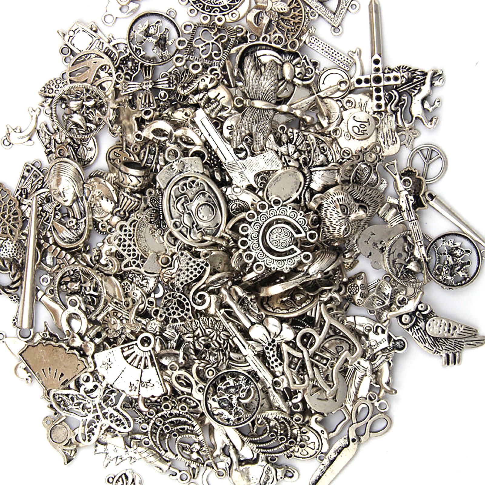 DIY Jewelry Craft Findings Wholesale 100g Antique Tibetan Silver Charms Pendants