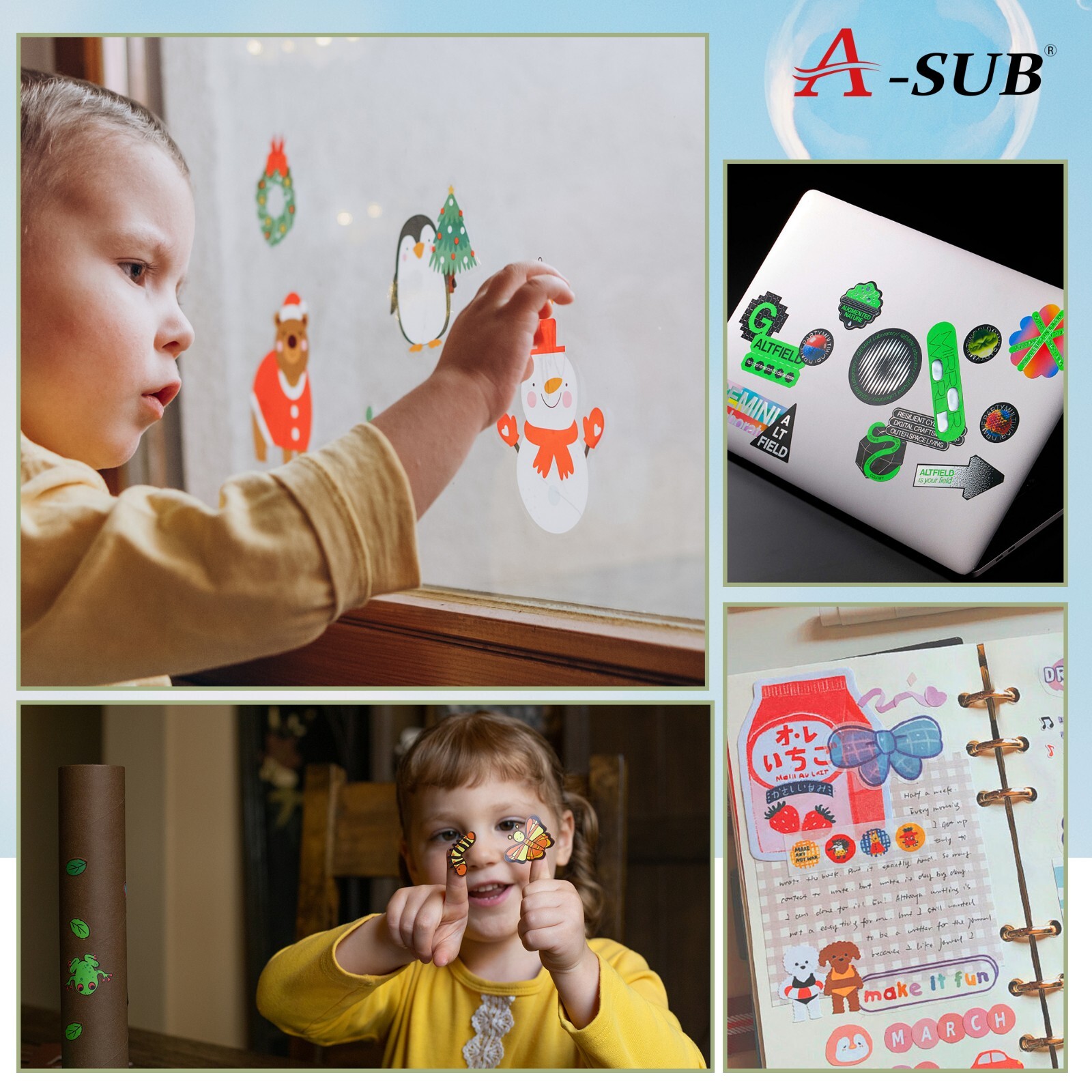 A-SUB Vinyl Sticker Paper High Glossy White Waterproof Removable 25 Sheet 8.5×11